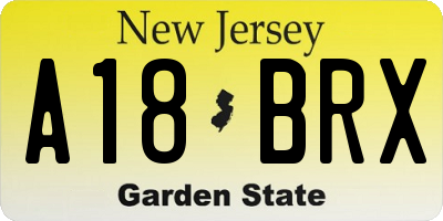 NJ license plate A18BRX