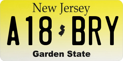 NJ license plate A18BRY