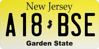 NJ license plate A18BSE