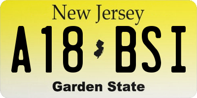 NJ license plate A18BSI