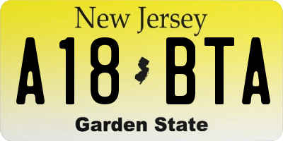 NJ license plate A18BTA