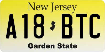NJ license plate A18BTC