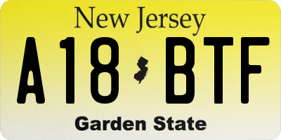 NJ license plate A18BTF