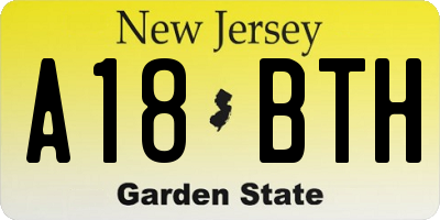 NJ license plate A18BTH