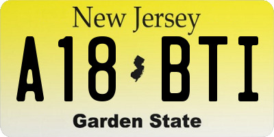 NJ license plate A18BTI