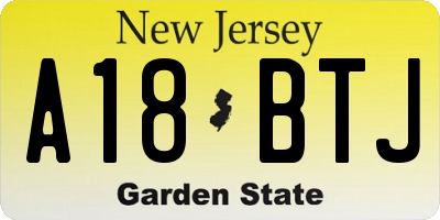 NJ license plate A18BTJ