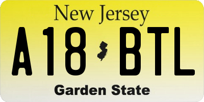 NJ license plate A18BTL