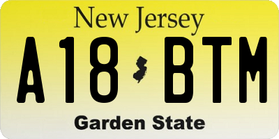 NJ license plate A18BTM