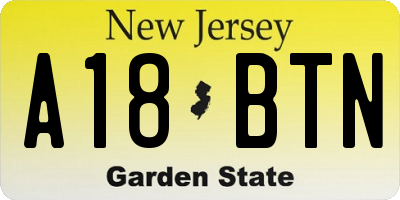 NJ license plate A18BTN