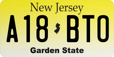 NJ license plate A18BTO