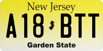 NJ license plate A18BTT