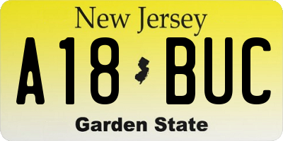 NJ license plate A18BUC
