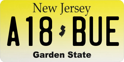 NJ license plate A18BUE