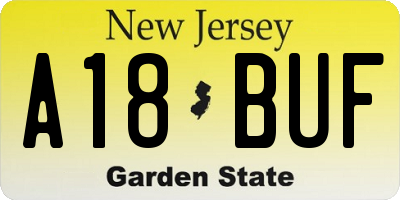 NJ license plate A18BUF