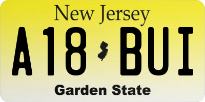NJ license plate A18BUI