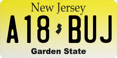 NJ license plate A18BUJ