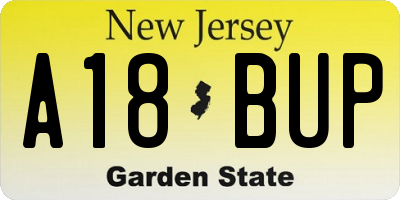 NJ license plate A18BUP