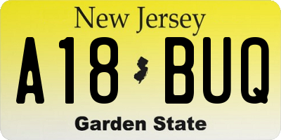 NJ license plate A18BUQ