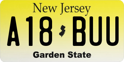 NJ license plate A18BUU