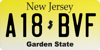 NJ license plate A18BVF