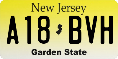 NJ license plate A18BVH