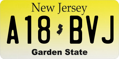 NJ license plate A18BVJ