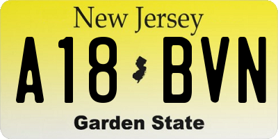 NJ license plate A18BVN
