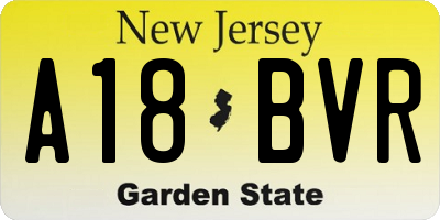 NJ license plate A18BVR