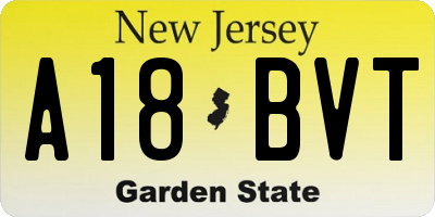 NJ license plate A18BVT