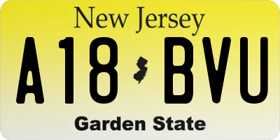 NJ license plate A18BVU