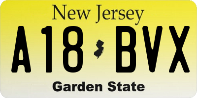 NJ license plate A18BVX