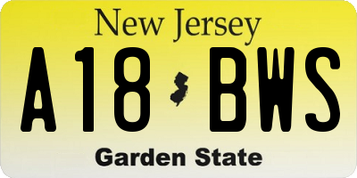 NJ license plate A18BWS