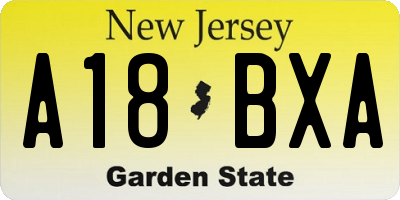 NJ license plate A18BXA