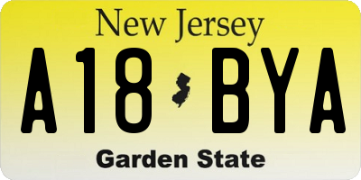 NJ license plate A18BYA