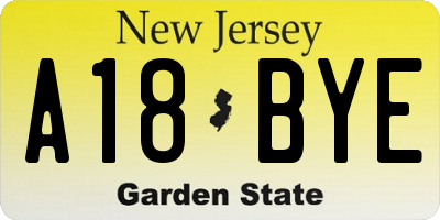 NJ license plate A18BYE
