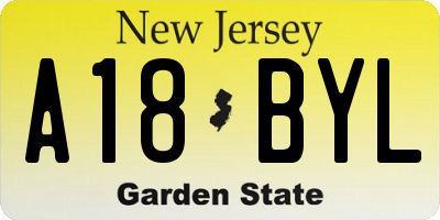 NJ license plate A18BYL