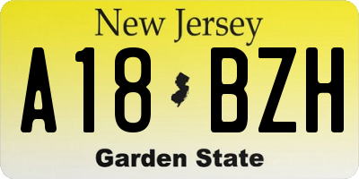 NJ license plate A18BZH