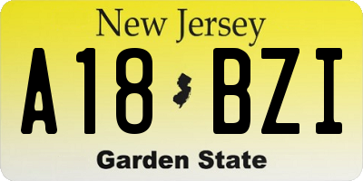 NJ license plate A18BZI