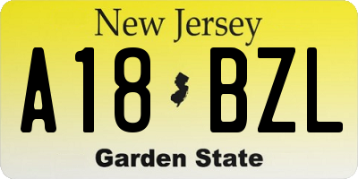 NJ license plate A18BZL