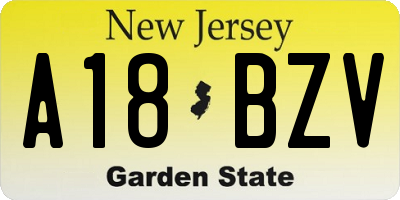 NJ license plate A18BZV