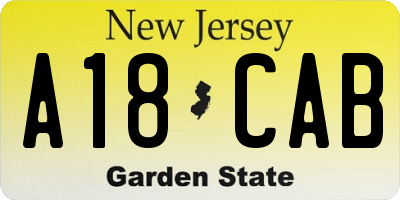 NJ license plate A18CAB