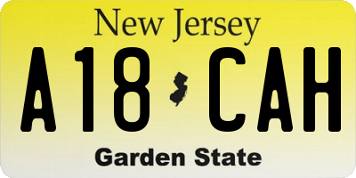 NJ license plate A18CAH