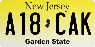 NJ license plate A18CAK