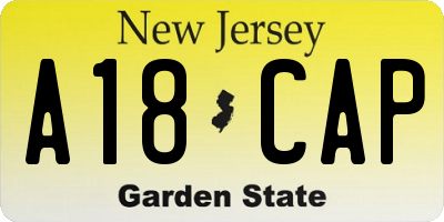 NJ license plate A18CAP