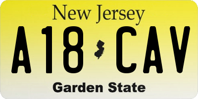 NJ license plate A18CAV
