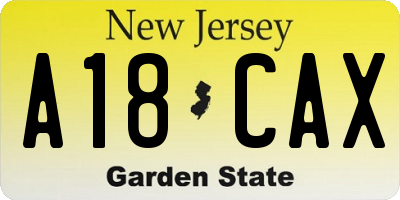 NJ license plate A18CAX
