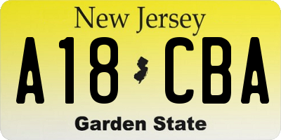 NJ license plate A18CBA