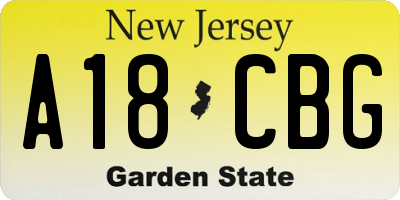 NJ license plate A18CBG