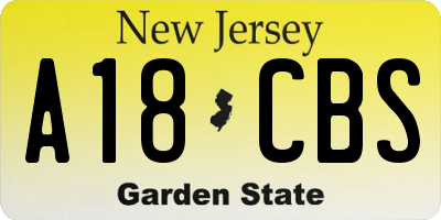 NJ license plate A18CBS