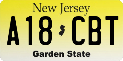 NJ license plate A18CBT